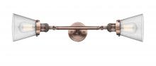  208L-AC-G64-LED - Cone - 2 Light - 6 inch - Antique Copper - Bath Vanity Light