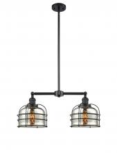  209-BK-G78-CE-LED - Bell Cage - 2 Light - 24 inch - Matte Black - Stem Hung - Island Light