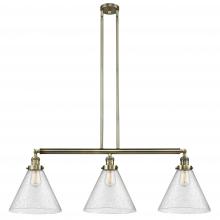  213-AB-G44-L-LED - Cone - 3 Light - 44 inch - Antique Brass - Stem Hung - Island Light