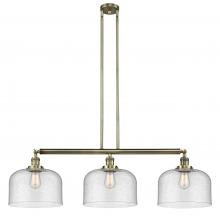  213-AB-G74-L-LED - Bell - 3 Light - 42 inch - Antique Brass - Stem Hung - Island Light