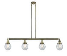  214-AB-G204-6-LED - Beacon - 4 Light - 51 inch - Antique Brass - Stem Hung - Island Light