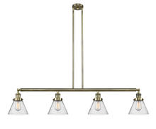  214-AB-G44-LED - Cone - 4 Light - 52 inch - Antique Brass - Stem Hung - Island Light