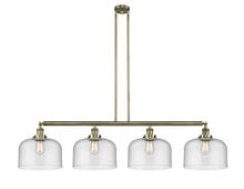  214-AB-G74-L-LED - Bell - 4 Light - 54 inch - Antique Brass - Stem Hung - Island Light