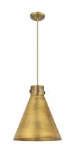  410-1PL-BB-M411-14BB - Newton Cone - 1 Light - 14 inch - Brushed Brass - Cord hung - Pendant