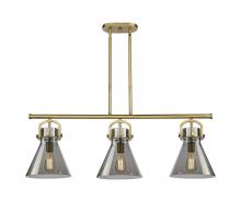  410-3I-BB-G411-10SM - Newton Cone - 3 Light - 42 inch - Brushed Brass - Island Light