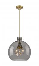  410-3PL-BB-G410-18SM - Newton Sphere - 3 Light - 18 inch - Brushed Brass - Cord hung - Pendant