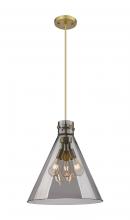  410-3PL-BB-G411-18SM - Newton Cone - 3 Light - 18 inch - Brushed Brass - Cord hung - Pendant