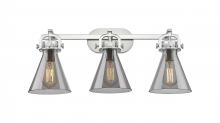  410-3W-SN-G411-7SM - Newton Cone - 3 Light - 27 inch - Satin Nickel - Bath Vanity Light