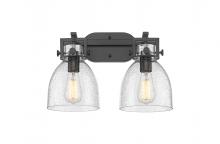  411-2W-BK-G412-7SDY - Newton Bell - 2 Light - 17 inch - Matte Black - Bath Vanity Light