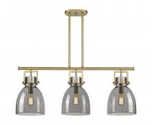  411-3I-BB-G412-10SM - Newton Bell - 3 Light - 42 inch - Brushed Brass - Island Light