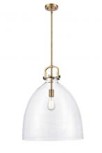  412-1S-BB-18CL - Newton Bell - 1 Light - 18 inch - Brushed Brass - Cord hung - Pendant