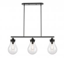  414-3I-BK-8CL-LED - Genesis - 3 Light - 39 inch - Matte Black - Cord hung - Island Light