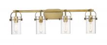  423-4W-BB-4CL-LED - Pilaster - 4 Light - 35 inch - Brushed Brass - Bath Vanity Light