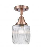  447-1C-AC-G302-LED - Colton - 1 Light - 6 inch - Antique Copper - Flush Mount