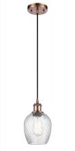  516-1P-AC-G292-LED - Salina - 1 Light - 6 inch - Antique Copper - Cord hung - Mini Pendant