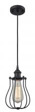  516-1P-BK-CE513-BK-LED - Muselet - 1 Light - 6 inch - Matte Black - Cord hung - Mini Pendant