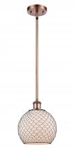  516-1S-AC-G121-8CBK-LED - Farmhouse Chicken Wire - 1 Light - 8 inch - Antique Copper - Mini Pendant