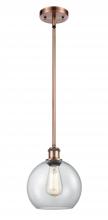  516-1S-AC-G122-LED - Athens - 1 Light - 8 inch - Antique Copper - Mini Pendant