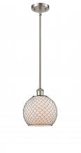  516-1S-SN-G121-8CBK-LED - Farmhouse Chicken Wire - 1 Light - 8 inch - Brushed Satin Nickel - Mini Pendant