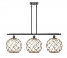  516-3I-BK-G122-10RB-LED - Farmhouse Rope - 3 Light - 37 inch - Matte Black - Cord hung - Island Light