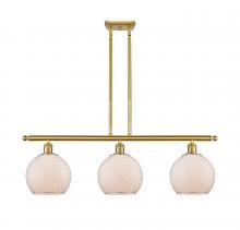  516-3I-SG-G121-8CSN-LED - Farmhouse Chicken Wire - 3 Light - 36 inch - Satin Gold - Cord hung - Island Light