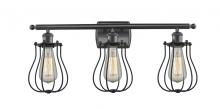  516-3W-BK-CE513-BK-LED - Muselet - 3 Light - 26 inch - Matte Black - Bath Vanity Light