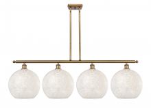  516-4I-BB-G1216-12WM - White Mouchette - 4 Light - 50 inch - Brushed Brass - Stem Hung - Island Light