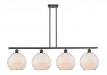  516-4I-BK-G121-10CSN-LED - Farmhouse Chicken Wire - 4 Light - 48 inch - Matte Black - Cord hung - Island Light