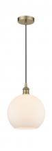  616-1P-AB-G121-10-LED - Athens - 1 Light - 10 inch - Antique Brass - Cord hung - Mini Pendant