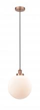  616-1PH-AC-G201-12-LED - Beacon - 1 Light - 12 inch - Antique Copper - Cord hung - Mini Pendant