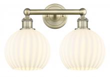  616-2W-AB-G1217-8WV - White Venetian - 2 Light - 17 inch - Antique Brass - Bath Vanity Light