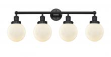  616-4W-BK-G201-6 - Beacon - 4 Light - 33 inch - Matte Black - Bath Vanity Light