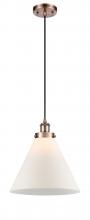  916-1P-AC-G41-L-LED - Cone - 1 Light - 12 inch - Antique Copper - Cord hung - Mini Pendant