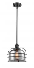  916-1S-BK-G73-CE-LED - Bell Cage - 1 Light - 8 inch - Matte Black - Mini Pendant