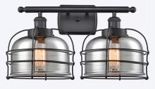  916-2W-BK-G73-CE-LED - Bell Cage - 2 Light - 16 inch - Matte Black - Bath Vanity Light