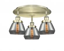  916-3C-AB-G173 - Fulton - 3 Light - 19 inch - Antique Brass - Flush Mount