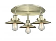  916-3C-AB-M4-AB - Edison - 3 Light - 20 inch - Antique Brass - Flush Mount