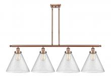  916-4I-AC-G44-L-LED - Cone - 4 Light - 48 inch - Antique Copper - Stem Hung - Island Light