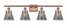  916-4W-AC-G63-LED - Cone - 4 Light - 36 inch - Antique Copper - Bath Vanity Light