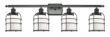  916-4W-BK-G51-CE - Bell Cage - 4 Light - 36 inch - Matte Black - Bath Vanity Light