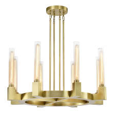 ZEEV Lighting CD10359-8-AGB - 8-Light 32&#34; Aged Brass Wheel Styled Glass Chandelier