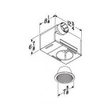  744FL - Fan/Light, Recessed, Fluorescent Light, 14 Watt 4-pin R30 fluorescent bulb (bulb included),  UL List