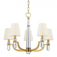  985-AGB-WS - 5 LIGHT CHANDELIER w/WHITE SHADE