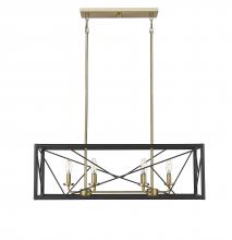  13306-MB/VB - Surrey 6-Light Chandelier Ceiling Light Matte Black / Vintage Brass