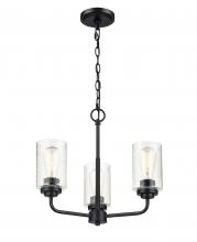  9603-MB - Moven 3-Light Chandelier Ceiling Light Matte Black