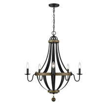  2395-MB/WT - Ellijay 5-Light Chandelier Ceiling Light Matte Black/Wood Tone