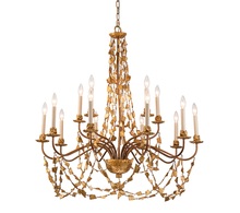  CH1158-15 - Mosaic Extra Large Antiqued Gold Flambeau Inspired 15 Light Chandelier