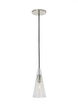  SLPD281CN - Sean Lavin Selina 1-light dimmable small accent pendant with polished nickel finish and glass shade