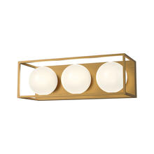  VL519319AGOP - Amelia 19-in Aged Gold/Opal Matte Glass 3 Lights Vanity