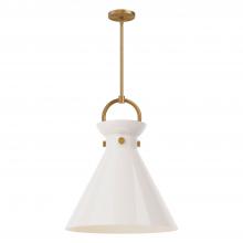  PD412518AGGO - Emerson 18-in Aged Gold/Glossy Opal Glass 1 Light Pendant